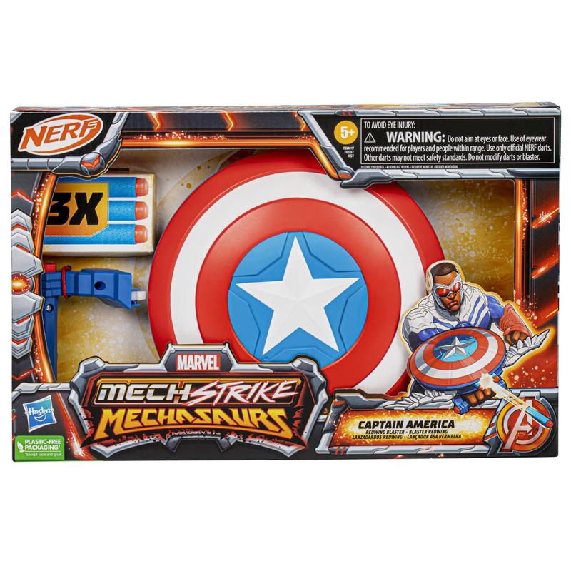 NERF Blaster Marvel Mech Strike Mechasaurs Capitão América